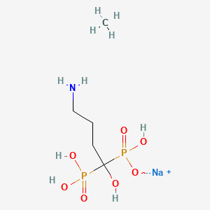 molecular formula C5H16NNaO7P2 B10775339 Sodium;(4-amino-1-hydroxy-1-phosphonobutyl)-hydroxyphosphinate;methane 