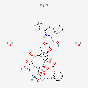 [(1S,2S,3R,4S,7R,9S,10S,12R,15S)-4-acetyloxy-1,9,12-trihydroxy-15-[(3S)-2-hydroxy-3-[(2-methylpropan-2-yl)oxycarbonylamino]-3-phenylpropanoyl]oxy-10,14,17,17-tetramethyl-11-oxo-6-oxatetracyclo[11.3.1.03,10.04,7]heptadec-13-en-2-yl] benzoate;trihydrate