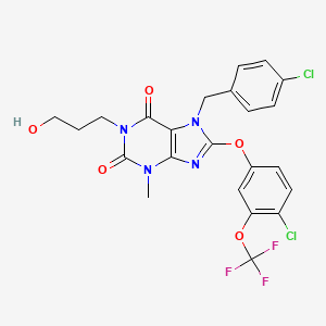 7-[(4-chlorophenyl)methyl]-8-[4-chloro-3-(trifluoromethoxy)phenoxy]-1-(3-hydroxypropyl)-3-methylpurine-2,6-dione