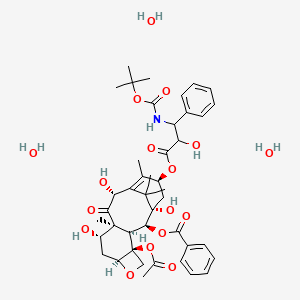 [(1S,2S,3S,4S,7S,9S,10S,12R,15S)-4-acetyloxy-1,9,12-trihydroxy-15-[2-hydroxy-3-[(2-methylpropan-2-yl)oxycarbonylamino]-3-phenylpropanoyl]oxy-10,14,17,17-tetramethyl-11-oxo-6-oxatetracyclo[11.3.1.03,10.04,7]heptadec-13-en-2-yl] benzoate;trihydrate