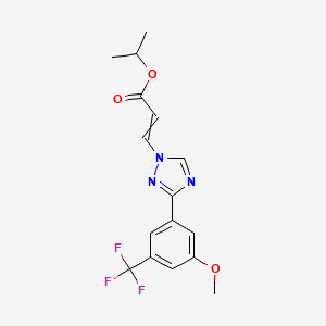 molecular formula C16H16F3N3O3 B10775502 propan-2-yl 3-[3-[3-methoxy-5-(trifluoromethyl)phenyl]-1,2,4-triazol-1-yl]prop-2-enoate 