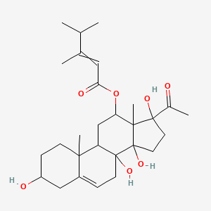 molecular formula C28H42O7 B10775549 (17-Acetyl-3,8,14,17-tetrahydroxy-10,13-dimethyl-1,2,3,4,7,9,11,12,15,16-decahydrocyclopenta[a]phenanthren-12-yl) 3,4-dimethylpent-2-enoate 