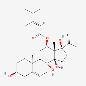 molecular formula C28H42O7 B10775560 [(3S,8S,12R,13S,14R,17S)-17-acetyl-3,8,14,17-tetrahydroxy-10,13-dimethyl-1,2,3,4,7,9,11,12,15,16-decahydrocyclopenta[a]phenanthren-12-yl] (E)-3,4-dimethylpent-2-enoate 