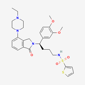 molecular formula C30H38N4O5S2 B10775602 N-[(4R)-4-(3,4-dimethoxyphenyl)-4-[7-(4-ethylpiperazin-1-yl)-3-oxo-1H-isoindol-2-yl]butyl]thiophene-2-sulfonamide 