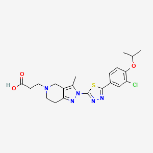 3-[2-[5-(3-chloro-4-propan-2-yloxyphenyl)-1,3,4-thiadiazol-2-yl]-3-methyl-6,7-dihydro-4H-pyrazolo[4,3-c]pyridin-5-yl]propanoic acid