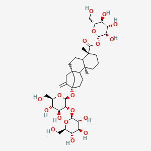 molecular formula C38H60O18 B10775686 [(2S,3R,4S,5S,6R)-3,4,5-trihydroxy-6-(hydroxymethyl)oxan-2-yl] (1R,5R,9S,13S)-13-[(2S,3R,4S,5S,6R)-4,5-dihydroxy-6-(hydroxymethyl)-3-[(2S,3R,4S,5S,6R)-3,4,5-trihydroxy-6-(hydroxymethyl)oxan-2-yl]oxyoxan-2-yl]oxy-5,9-dimethyl-14-methylidenetetracyclo[11.2.1.01,10.04,9]hexadecane-5-carboxylate 