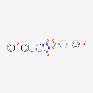 molecular formula C31H33N5O6 B10775717 [1,3-Dioxo-7-[(4-phenoxyphenyl)methyl]-5,6,8,8a-tetrahydroimidazo[1,5-a]pyrazin-2-yl] 4-(4-methoxyphenyl)piperazine-1-carboxylate 