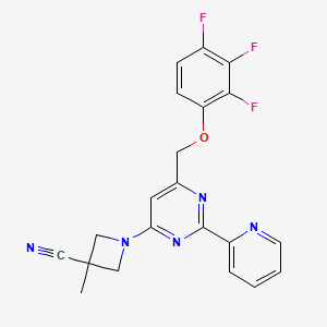 molecular formula C21H16F3N5O B10775834 3-Methyl-1-[2-pyridin-2-yl-6-[(2,3,4-trifluorophenoxy)methyl]pyrimidin-4-yl]azetidine-3-carbonitrile 