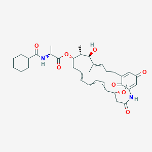 molecular formula C36H48N2O8 B10776009 [(5R,13S,14R,15R)-15-hydroxy-5-methoxy-14,16-dimethyl-3,22,24-trioxo-2-azabicyclo[18.3.1]tetracosa-1(23),6,8,10,16,20-hexaen-13-yl] (2R)-2-(cyclohexanecarbonylamino)propanoate 