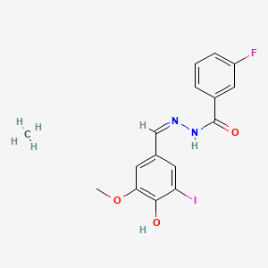 molecular formula C16H16FIN2O3 B10776037 3-fluoro-N-[(Z)-(4-hydroxy-3-iodo-5-methoxyphenyl)methylideneamino]benzamide;methane 