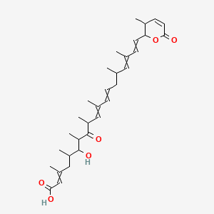 molecular formula C32H46O6 B10776040 6-hydroxy-3,5,7,9,11,15,17-heptamethyl-19-(3-methyl-6-oxo-2,3-dihydropyran-2-yl)-8-oxononadeca-2,10,12,16,18-pentaenoic acid 