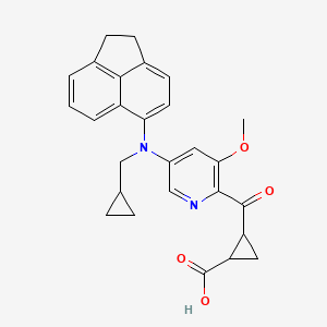 molecular formula C27H26N2O4 B10776050 2-[5-[cyclopropylmethyl(1,2-dihydroacenaphthylen-5-yl)amino]-3-methoxypyridine-2-carbonyl]cyclopropane-1-carboxylic acid 