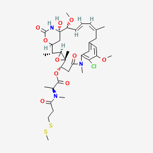 molecular formula C36H50ClN3O10S2 B10776057 [(1S,2R,3S,5S,6S,16Z,18E,20R,21S)-11-chloro-21-hydroxy-12,20-dimethoxy-2,5,9,16-tetramethyl-8,23-dioxo-4,24-dioxa-9,22-diazatetracyclo[19.3.1.110,14.03,5]hexacosa-10,12,14(26),16,18-pentaen-6-yl] (2S)-2-[methyl-[3-(methyldisulfanyl)propanoyl]amino]propanoate 