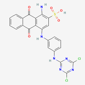 molecular formula C23H14Cl2N6O5S B10776064 1-amino-4-[3-[(4,6-dichloro-1,3,5-triazin-2-yl)amino]anilino]-9,10-dioxoanthracene-2-sulfonic acid 