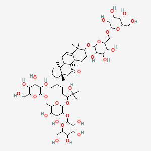 molecular formula C60H100O29 B10776132 (9S,13R,14S)-17-[5-[4,5-dihydroxy-3-[3,4,5-trihydroxy-6-(hydroxymethyl)oxan-2-yl]oxy-6-[[3,4,5-trihydroxy-6-(hydroxymethyl)oxan-2-yl]oxymethyl]oxan-2-yl]oxy-6-hydroxy-6-methylheptan-2-yl]-4,4,9,13,14-pentamethyl-3-[3,4,5-trihydroxy-6-[[3,4,5-trihydroxy-6-(hydroxymethyl)oxan-2-yl]oxymethyl]oxan-2-yl]oxy-1,2,3,7,8,10,12,15,16,17-decahydrocyclopenta[a]phenanthren-11-one 