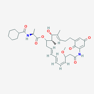 molecular formula C36H48N2O8 B10776158 [(6Z,8E,10E,14S,15S,16E)-15-hydroxy-5-methoxy-14,16-dimethyl-3,22,24-trioxo-2-azabicyclo[18.3.1]tetracosa-1(23),6,8,10,16,20-hexaen-13-yl] (2S)-2-(cyclohexanecarbonylamino)propanoate 