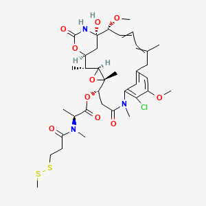 molecular formula C36H50ClN3O10S2 B10776165 [(1S,2R,3S,5S,6S,20R,21S)-11-chloro-21-hydroxy-12,20-dimethoxy-2,5,9,16-tetramethyl-8,23-dioxo-4,24-dioxa-9,22-diazatetracyclo[19.3.1.110,14.03,5]hexacosa-10,12,14(26),16,18-pentaen-6-yl] (2S)-2-[methyl-[3-(methyldisulfanyl)propanoyl]amino]propanoate 