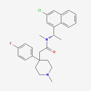 molecular formula C27H30ClFN2O B10776171 N-((1S)-1-(3-Chloro-1-naphthalenyl)ethyl)-2-(4-(4-fluorophenyl)-1-methyl-4-P iperidinyl)-N-methylacetamide 