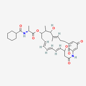 molecular formula C36H48N2O8 B10776190 [(6E,8E,10E,16E)-15-hydroxy-5-methoxy-14,16-dimethyl-3,22,24-trioxo-2-azabicyclo[18.3.1]tetracosa-1(23),6,8,10,16,20-hexaen-13-yl] (2R)-2-(cyclohexanecarbonylamino)propanoate 