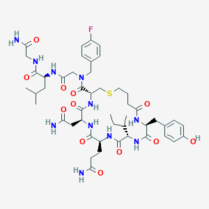 molecular formula C48H68FN11O12S B10776209 (3R,6S,9S,12S,15S)-6-(2-amino-2-oxoethyl)-N-[2-[[(2S)-1-[(2-amino-2-oxoethyl)amino]-4-methyl-1-oxopentan-2-yl]amino]-2-oxoethyl]-9-(3-amino-3-oxopropyl)-12-butan-2-yl-N-[(4-fluorophenyl)methyl]-15-[(4-hydroxyphenyl)methyl]-5,8,11,14,17-pentaoxo-1-thia-4,7,10,13,16-pentazacycloicosane-3-carboxamide 