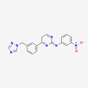 molecular formula C19H15N7O2 B10776316 Hydroxy(oxo)(3-{[(2Z)-4-[3-(1H-1,2,4-triazol-1-ylmethyl)phenyl]pyrimidin-2(5H)-ylidene]amino}phenyl)ammonium 