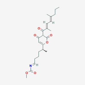 molecular formula C23H31NO6 B10776324 methyl [(1E,5R)-5-{(3S)-3-[(2E,4E)-2,5-dimethylocta-2,4-dienoyl]-2,4-dioxo-3,4-dihydro-2H-pyran-6-yl}hexylidene]carbamate 