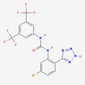 molecular formula C16H9BrF6N6O B10776405 Urea, N-(3,5-bis(trifluoromethyl)phenyl)-N'-(4-bromo-2-(1H-tetrazol-5-yl)phenyl)- CAS No. 2597341-93-8