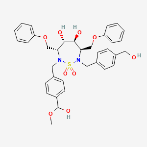 molecular formula C35H40N2O9S B10776814 2-[4-(Hydroxy-methoxy-methyl)-benzyl]-7-(4-hydroxymethyl-benzyl)-1,1-dioxo-3,6-bis-phenoxymethyl-1lambda6-[1,2,7]thiadiazepane-4,5-diol 