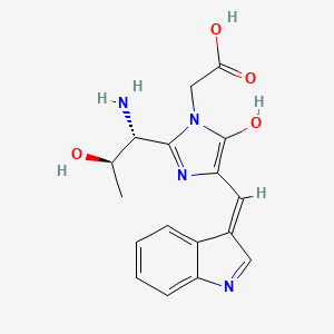 molecular formula C17H18N4O4 B10776870 2-[2-[(1R,2R)-1-amino-2-hydroxypropyl]-5-hydroxy-4-[(E)-indol-3-ylidenemethyl]imidazol-1-yl]acetic acid 