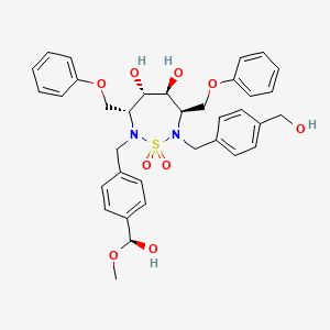 (3R,4S,5S,6R)-2-[[4-[(S)-hydroxy(methoxy)methyl]phenyl]methyl]-7-[[4-(hydroxymethyl)phenyl]methyl]-1,1-dioxo-3,6-bis(phenoxymethyl)-1,2,7-thiadiazepane-4,5-diol