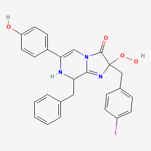 molecular formula C26H22IN3O4 B10776882 8-Benzyl-2-hydroperoxy-6-(4-hydroxyphenyl)-2-[(4-iodophenyl)methyl]-7,8-dihydroimidazo[1,2-a]pyrazin-3-one 