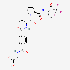 molecular formula C26H33F3N4O7 B10776990 2-[4-[[(S)-1-[[(S)-2-[[(RS)-3,3,3-Trifluoro-1-isopropyl-2-oxopropyl]aminocarbonyl]pyrrolidin-1-YL-]carbonyl]-2-methylpropyl]aminocarbonyl]benzoylamino]acetic acid 