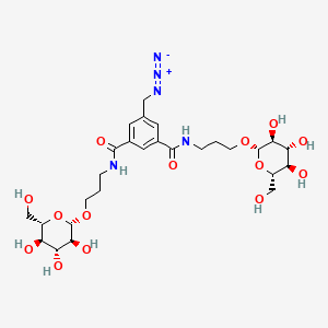 molecular formula C27H41N5O14 B10777253 5-(azidomethyl)-1-N,3-N-bis[3-[(2S,3S,4R,5R,6S)-3,4,5-trihydroxy-6-(hydroxymethyl)oxan-2-yl]oxypropyl]benzene-1,3-dicarboxamide 