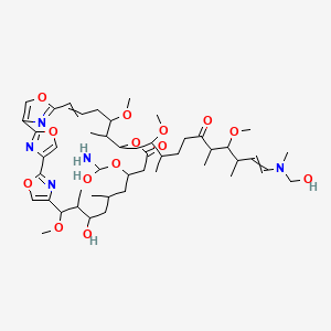 molecular formula C48H75N5O14 B10777265 16-[Amino(hydroxy)methoxy]-12-hydroxy-20-[11-[hydroxymethyl(methyl)amino]-2,8-dimethoxy-3,7,9-trimethyl-6-oxoundec-10-enyl]-10,22-dimethoxy-11,14,21-trimethyl-3,7,19,27-tetraoxa-29,30,31-triazatetracyclo[24.2.1.12,5.16,9]hentriaconta-1(28),2(31),4,6(30),8,24,26(29)-heptaen-18-one 