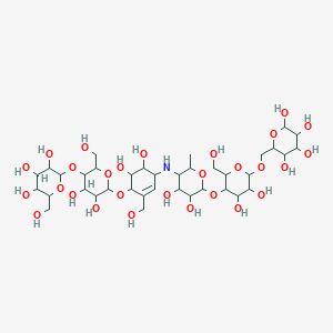 6-[[5-[5-[[4-[3,4-Dihydroxy-6-(hydroxymethyl)-5-[3,4,5-trihydroxy-6-(hydroxymethyl)oxan-2-yl]oxyoxan-2-yl]oxy-5,6-dihydroxy-3-(hydroxymethyl)cyclohex-2-en-1-yl]amino]-3,4-dihydroxy-6-methyloxan-2-yl]oxy-3,4-dihydroxy-6-(hydroxymethyl)oxan-2-yl]oxymethyl]oxane-2,3,4,5-tetrol