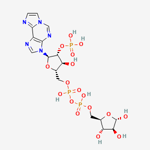 molecular formula C17H24N5O17P3 B10777472 [hydroxy-[[(2S,3S,4R,5R)-3-hydroxy-5-imidazo[2,1-f]purin-3-yl-4-phosphonooxyoxolan-2-yl]methoxy]phosphoryl] [(2R,3S,4S,5S)-3,4,5-trihydroxyoxolan-2-yl]methyl hydrogen phosphate 