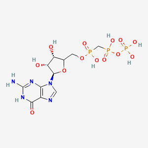 [(3S,4R,5R)-5-(2-amino-6-oxo-1H-purin-9-yl)-3,4-dihydroxyoxolan-2-yl]methoxy-[[hydroxy(phosphonooxy)phosphoryl]methyl]phosphinic acid