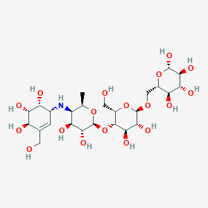 4,6-Dideoxy-4-{[4,5,6-trihydroxy-3-(hydroxymethyl)cyclohex-2-EN-1-YL]amino}-alpha-D-lyxo-hexopyranosyl-(1->4)-alpha-D-threo-hexopyranosyl-(1->6)-alpha-L-threo-hexopyranose