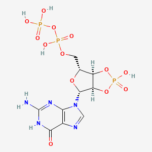 [(3aR,4R,6R,6aR)-4-(2-amino-6-oxo-1H-purin-9-yl)-2-hydroxy-2-oxo-3a,4,6,6a-tetrahydrofuro[3,4-d][1,3,2]dioxaphosphol-6-yl]methyl phosphono hydrogen phosphate