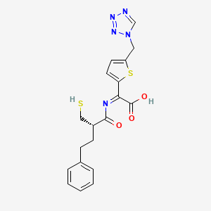 molecular formula C19H19N5O3S2 B10777536 (2-Mercaptomethyl-4-phenyl-butyrylimino)-(5-tetrazol-1-ylmethyl-thiophen-2-yl)-acetic acid 