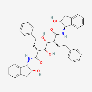 molecular formula C40H44N2O6 B10777540 (2R,3R,4R,5R)-3,4-Dihydroxy-N,N'-bis[(1S,2R)-2-hydroxy-2,3-dihydro-1H-inden-1-YL]-2,5-bis(2-phenylethyl)hexanediamide 