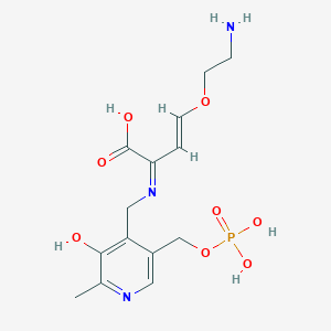 molecular formula C14H20N3O8P B10777572 4-(2-Amino-ethoxy)-2-[(3-hydroxy-2-methyl-5-phosphonooxymethyl-pyridin-4-ylmethyl)-amino]-but-3-enoic acid 