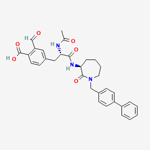 molecular formula C32H33N3O6 B10777636 4-[2-Acetylamino-2-(1-biphenyl-4-ylmethyl-2-oxo-azepan-3-ylcarbamoyl)-ethyl]-2-formyl-benzoic acid 