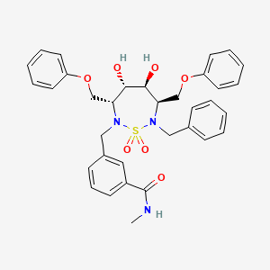 molecular formula C34H37N3O7S B10777678 3-(7-Benzyl-4,5-dihydroxy-1,1-dioxo-3,6-bis-phenoxymethyl-1L6-[1,2,7]thiadiazepan-2-ylmethyl)-N-methyl-benzamide 