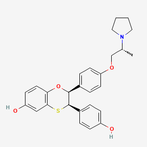 molecular formula C27H29NO4S B10777773 (2S,3R)-3-(4-Hydroxyphenyl)-2-(4-{[(2R)-2-pyrrolidin-1-ylpropyl]oxy}phenyl)-2,3-dihydro-1,4-benzoxathiin-6-OL 