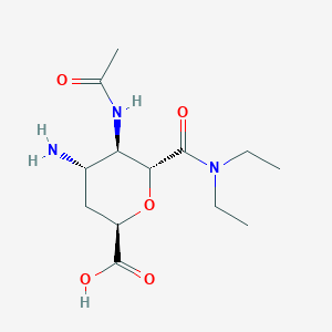 molecular formula C13H23N3O5 B10777826 (2R,4S,5R,6R)-5-acetamido-4-amino-6-(diethylcarbamoyl)oxane-2-carboxylic acid 