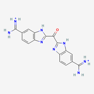 molecular formula C17H16N8O+2 B10777830 Bis(5-amidino-2-benzimidazolyl)methane ketone 