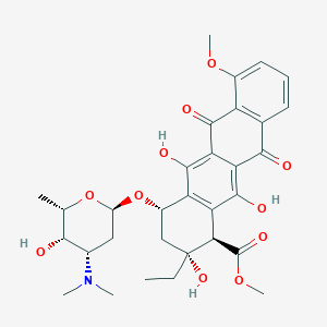 molecular formula C31H37NO11 B10777859 Methyl (4R)-2-ethyl-2,5,12-trihydroxy-7-methoxy-6,11-dioxo-4-{[2,3,6-trideoxy-3-(dimethylamino)-beta-D-ribo-hexopyranosyl]oxy}-1H,2H,3H,4H,6H,11H-tetracene-1-carboxylate 