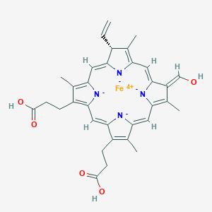 3-[(1Z,4Z,8E,9Z,13R,14Z)-18-(2-carboxyethyl)-13-ethenyl-8-(hydroxymethylidene)-3,7,12,17-tetramethyl-13H-porphyrin-21,22,23,24-tetraid-2-yl]propanoic acid;iron(4+)