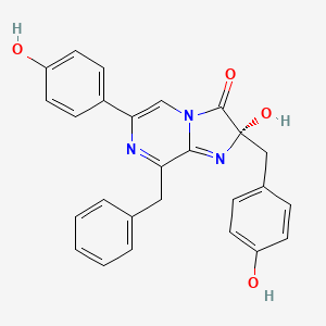 molecular formula C26H21N3O4 B10778185 8-Benzyl-2-hydroxy-2-(4-hydroxy-benzyl)-6-(4-hydroxy-phenyl)-2H-imidazo[1,2-A]pyrazin-3-one 